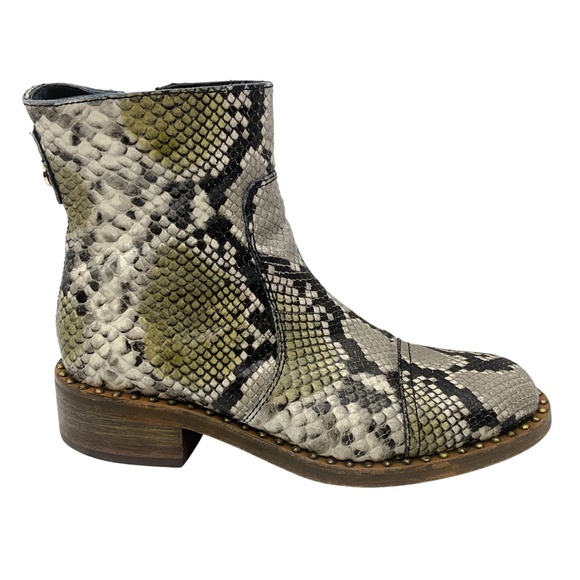 ZADIG & VOLTAIRE BEIGE EMPRESS WILD SNAKESKIN EMBOSSED LEATHER BOOTS - Picture 2 of 9